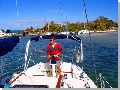 Zig Zag, a 30 foot Catalina Yacht, with Ed at helm
